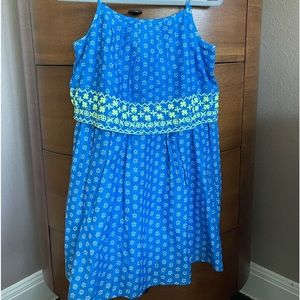 Kids Gap dress, cobalt blue with yellow trim, size small, 6-7 kid size
